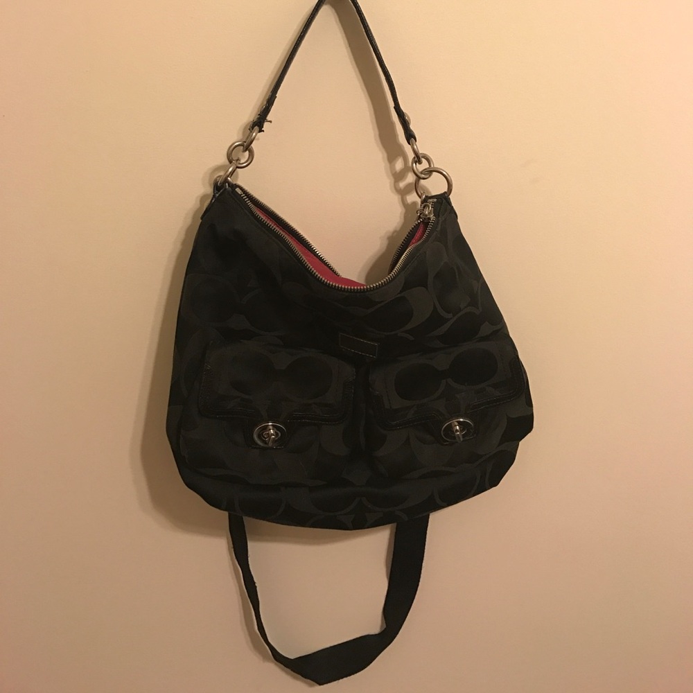 Black fabric Coach purse