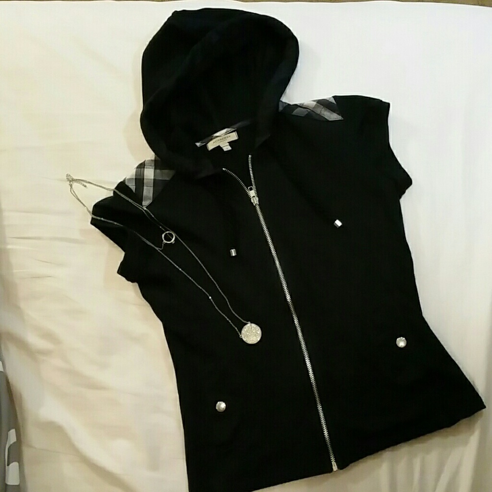 Burberry zip up hooded short sleeve