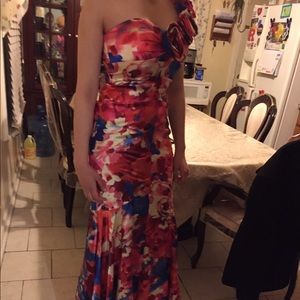 Floral full length off the shoulder gown