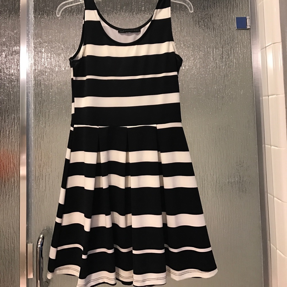 Black and white striped dress
