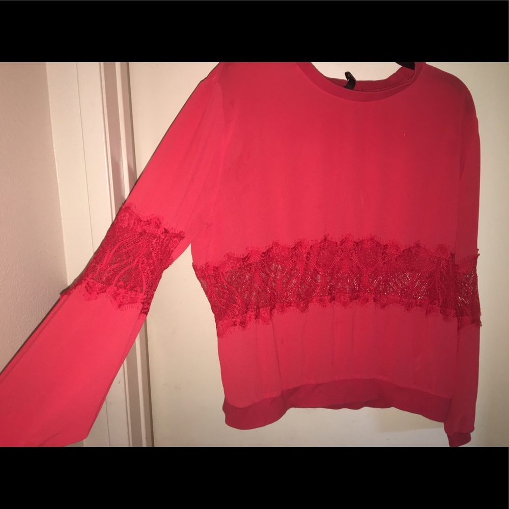 Red Sheer "crew neck" like tops