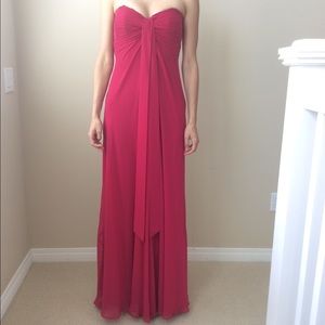 Gorgeous Magenta strapless evening gown.