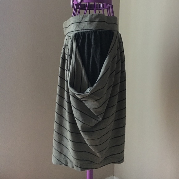 LAST CALL 9/11/22 - Olive Green Dark Grey Striped Tulip Mini Skirt - Picture 6 of 6