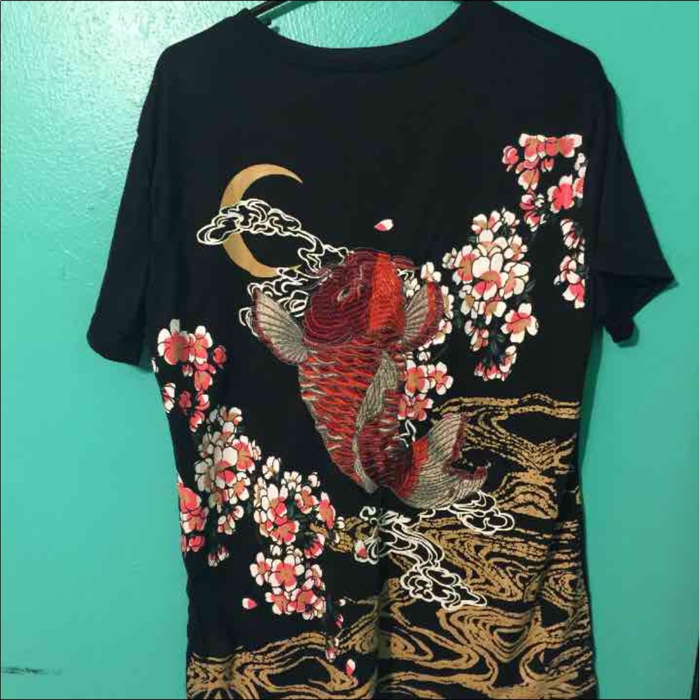 3D embroidered dragon fish garden petal top