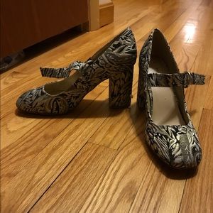 ASOS jacquard print chunk heel shoes