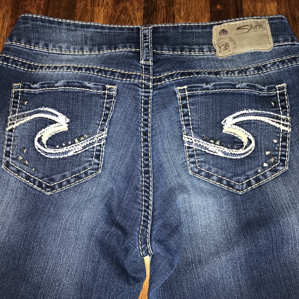 Silver, Suki, Super stretch, w29xL33. Rarely worn.
