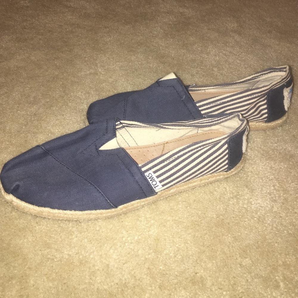 TOMS striped canvas slip on espadrilles