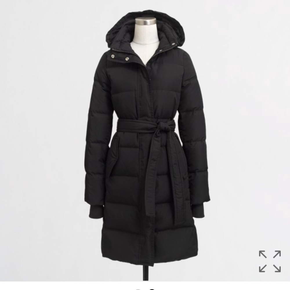 J.Crew Factory long belted puffer jacket