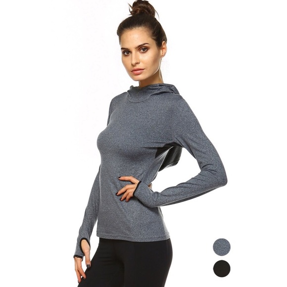 ACTIVE grey thumb-hole hoodie - Picture 2 of 4