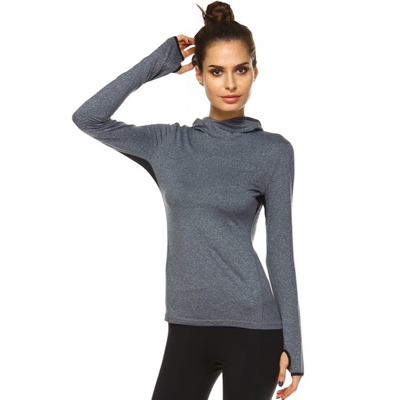 ACTIVE grey thumb-hole hoodie - Picture 3 of 4