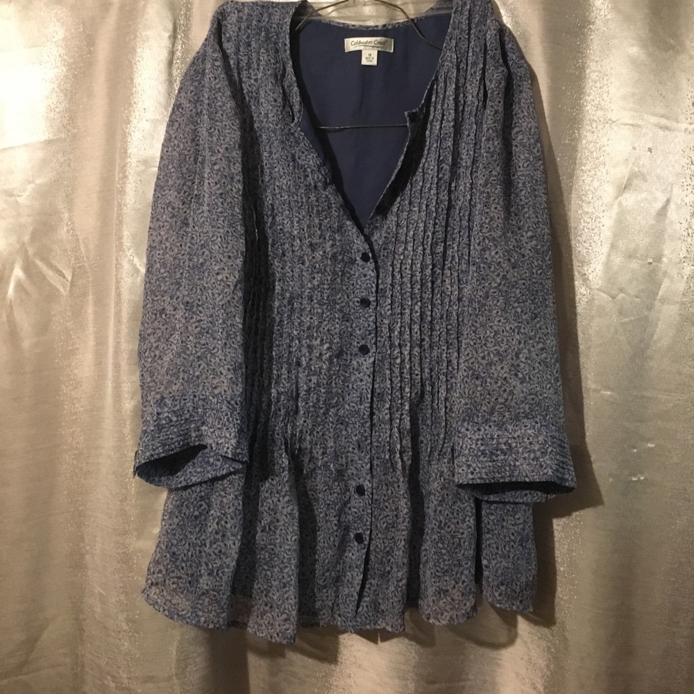 Blue and white button down tunic