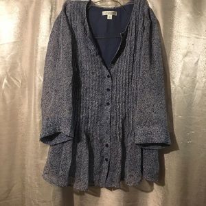 Blue and white button down tunic