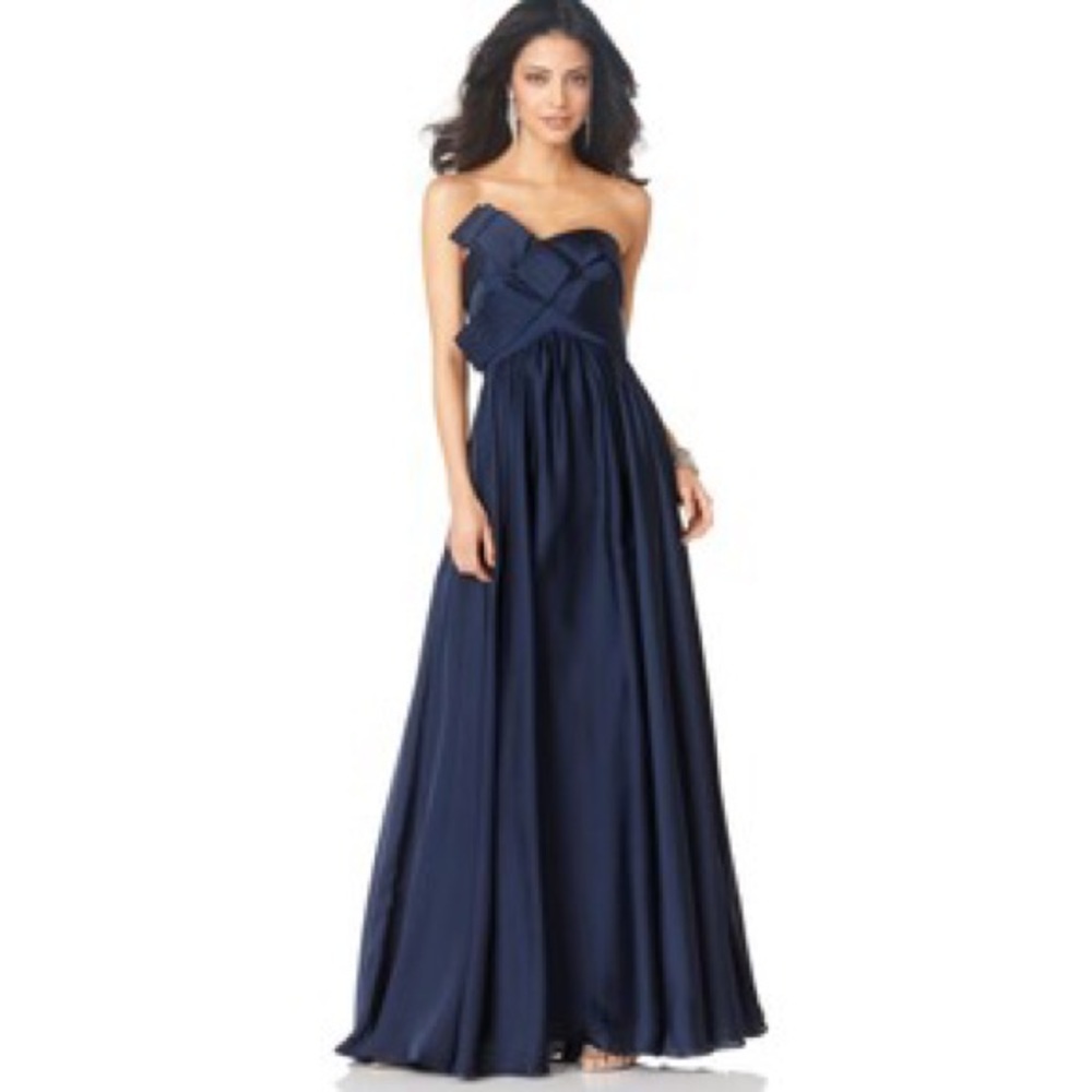 JS Collections Pleated Strapless Gown