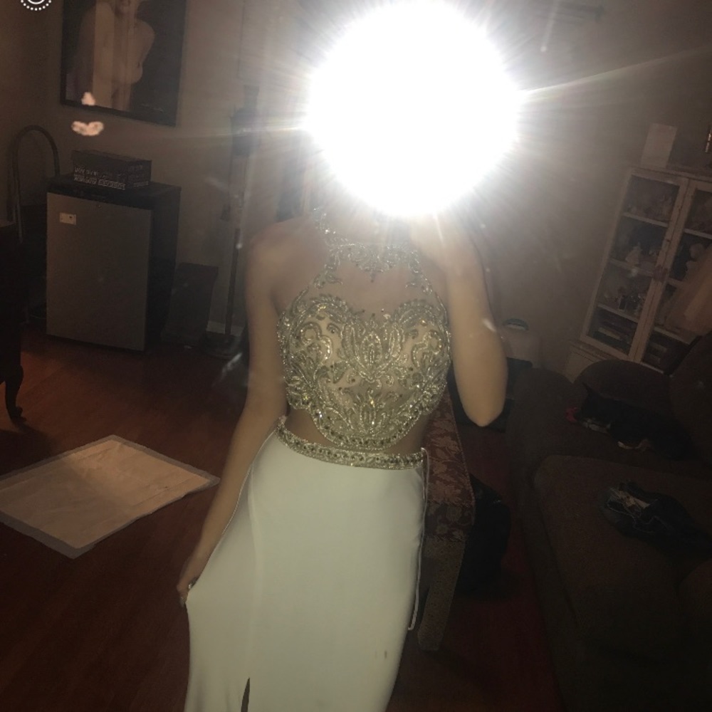Gold and white prom dress