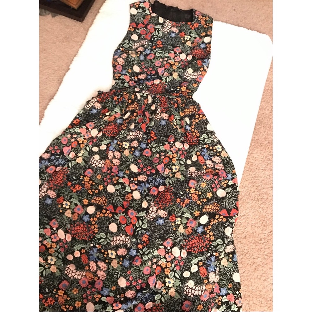 TopShop Floral Midi Open Sides Dress DAMAGED