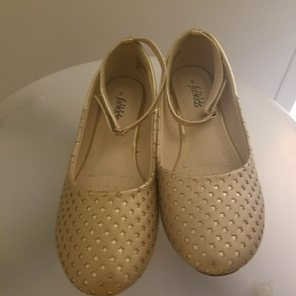 Gold star ankle strap flats