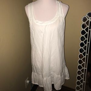 j crew simple white ruffle dress