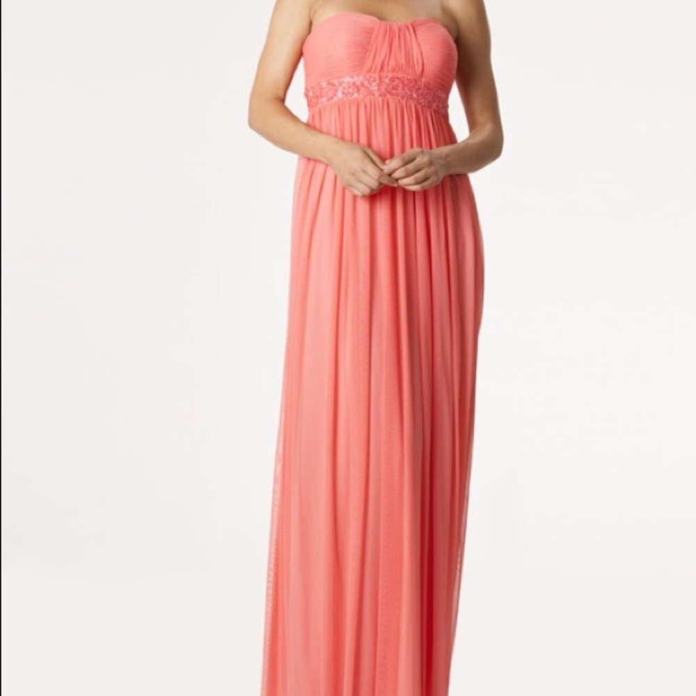 JS Boutique Strapless beaded formal gown