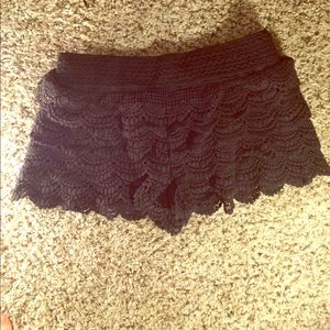 Crocheted black shorts