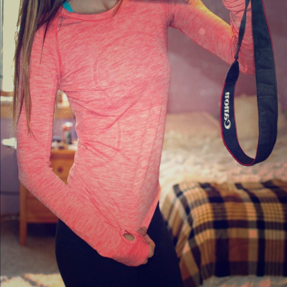 Heather pink long sleeve lululemon shirt