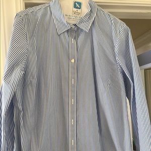 Blue white pinstripe blouse