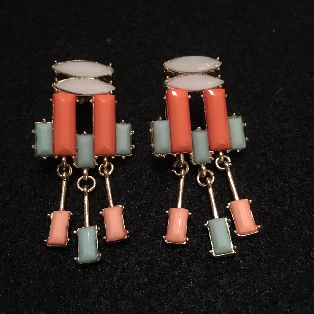 Coral and Mint 2" Earrings