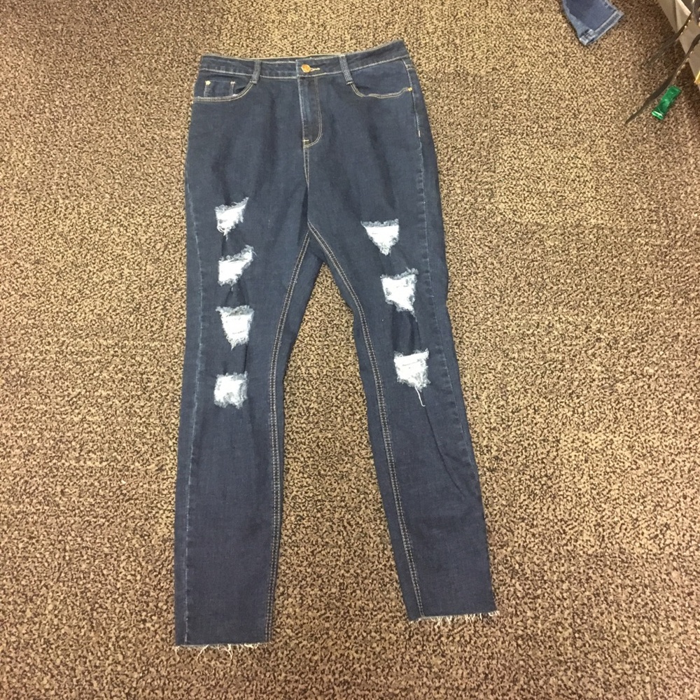 SINNER Dark wash ripped skinny jeans, high wasted