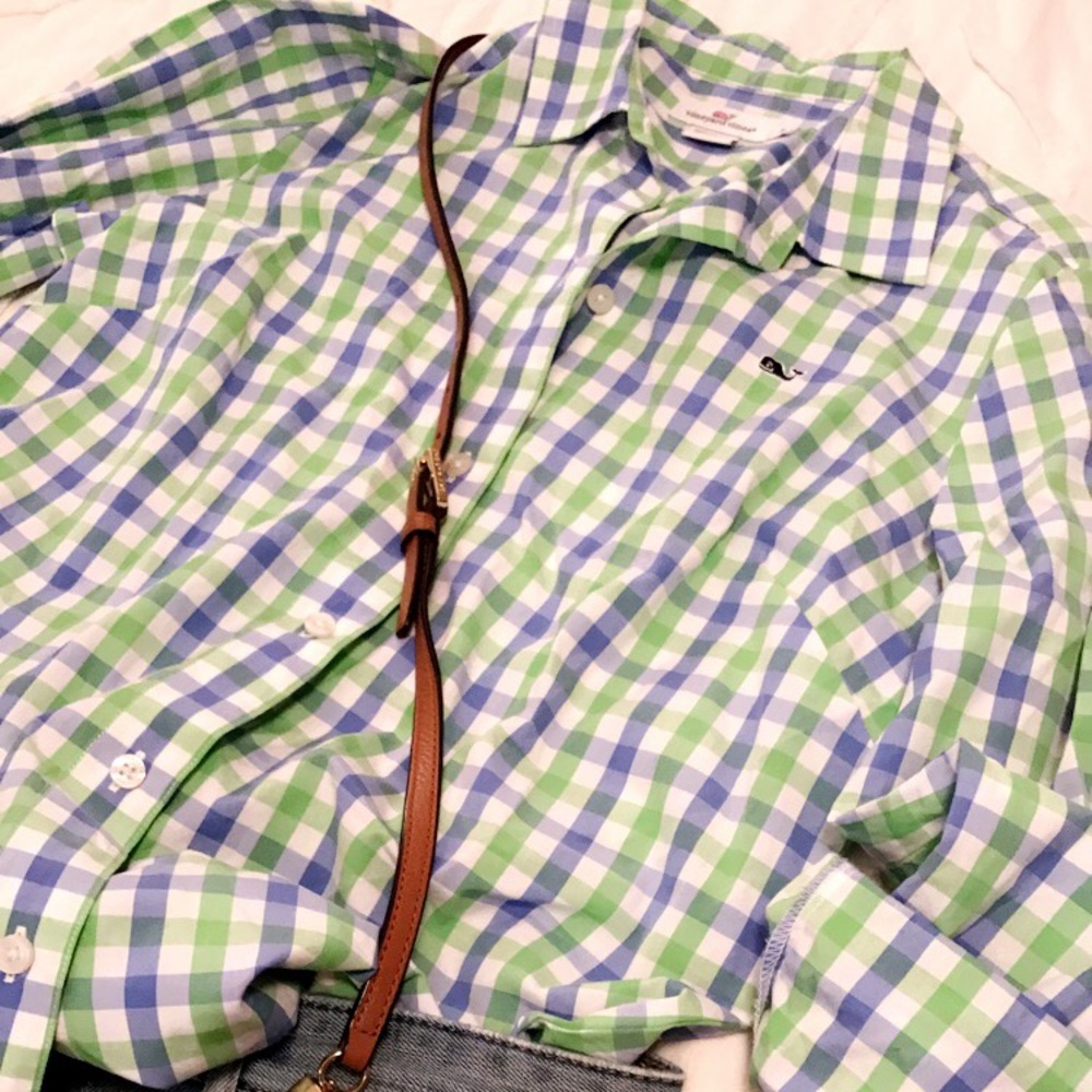 Vineyard Vines Gingham Button Down Blouse 💙💚