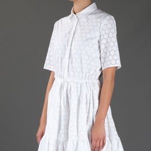MSGM White Eyelet Shirt Dress