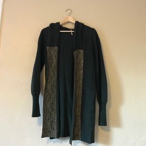Free People Long Green Cardigan