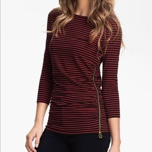 Michael Kors Ruched Side Zip Tee