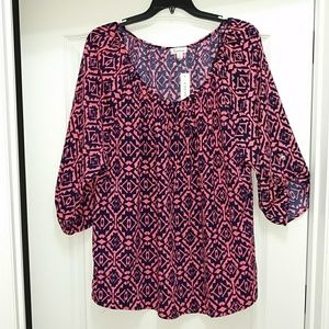 Blue and pink blouse