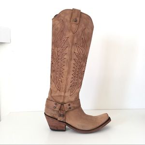 Liberty Black Leather Wings of Freedom Boots Sz 8