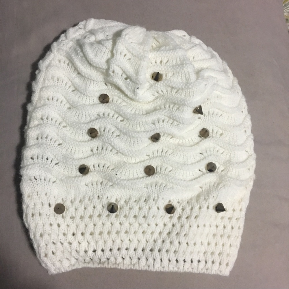 Studded spiked knitted beanie