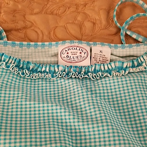 Carolina Blues Teal & White Checked Tankini - Picture 3 of 6