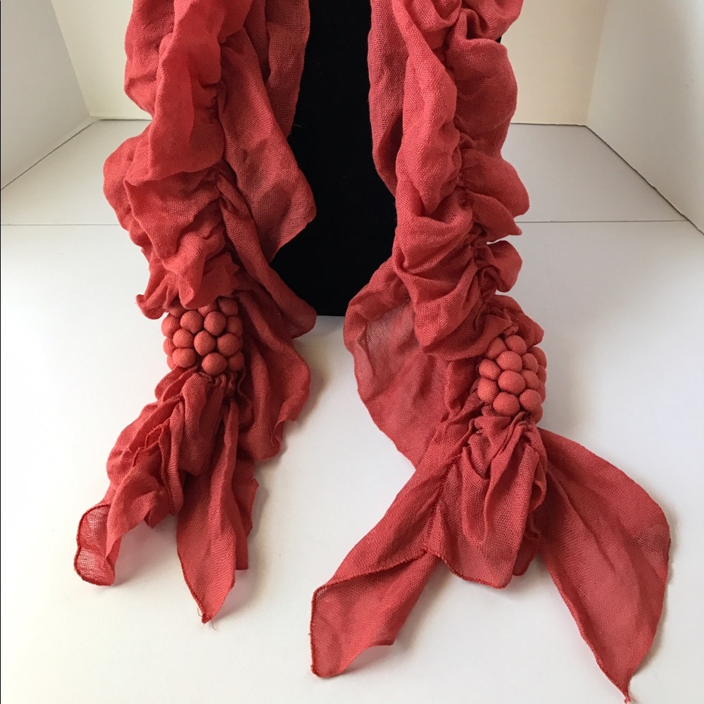 Salmon Orange Ruffle Scarf