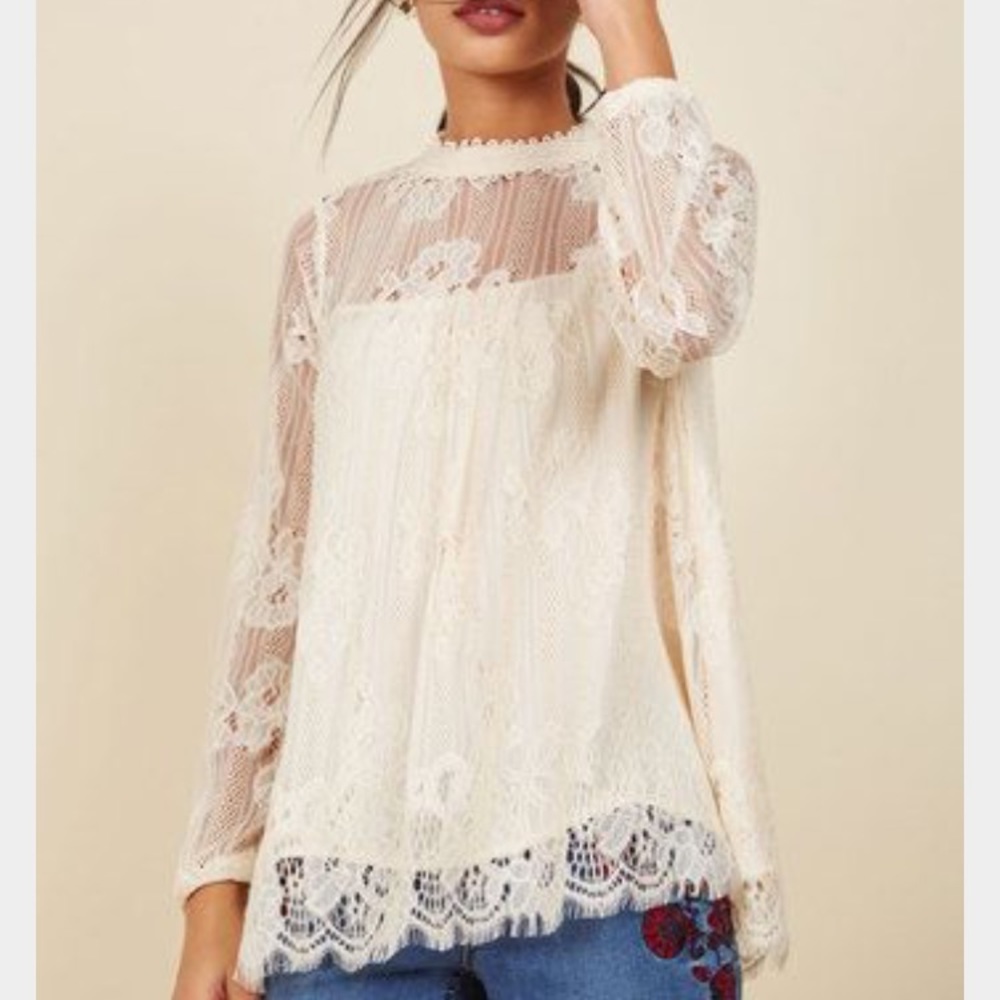 Taylor & Sage ivory lace blouse
