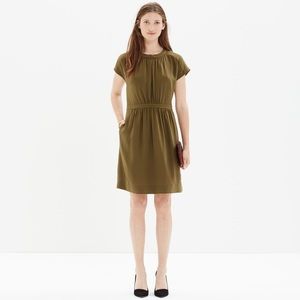 Madewell Moonset Silk Dress Forest Green