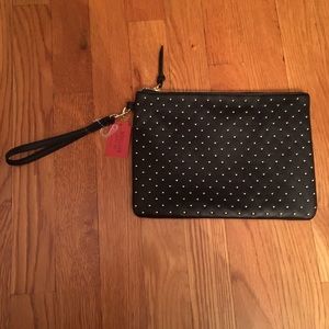 Black clutch with gold detail