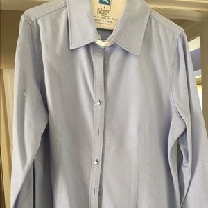 Blue pinstripe dress blouse