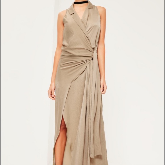 Missguided Dresses & Skirts - Nude silk maxi dress