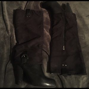 Feaux suede and leather boots.