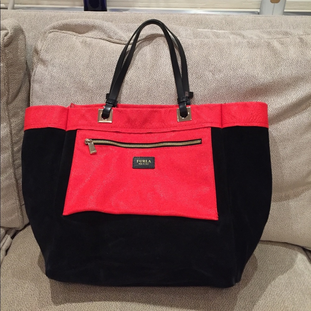 Furla suede tote bag