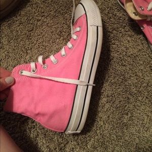 Hot pink high top Converse