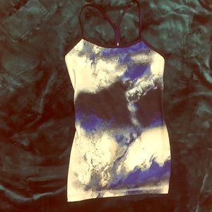 Moving:Lululemon blue splatter power y tank size 6