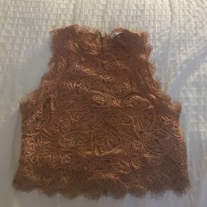 NWOT mustard lace dress crop top