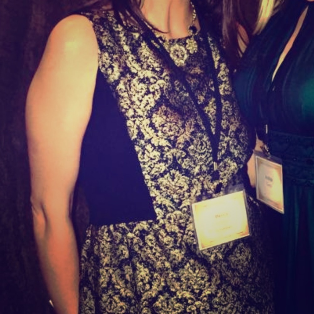 Brocade black and gold LOFT dress