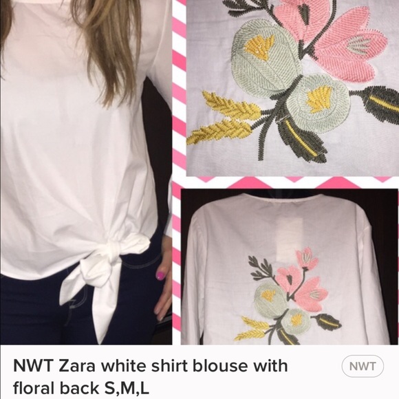 Zara white shirt with floral back medium and large - Picture 3 of 3