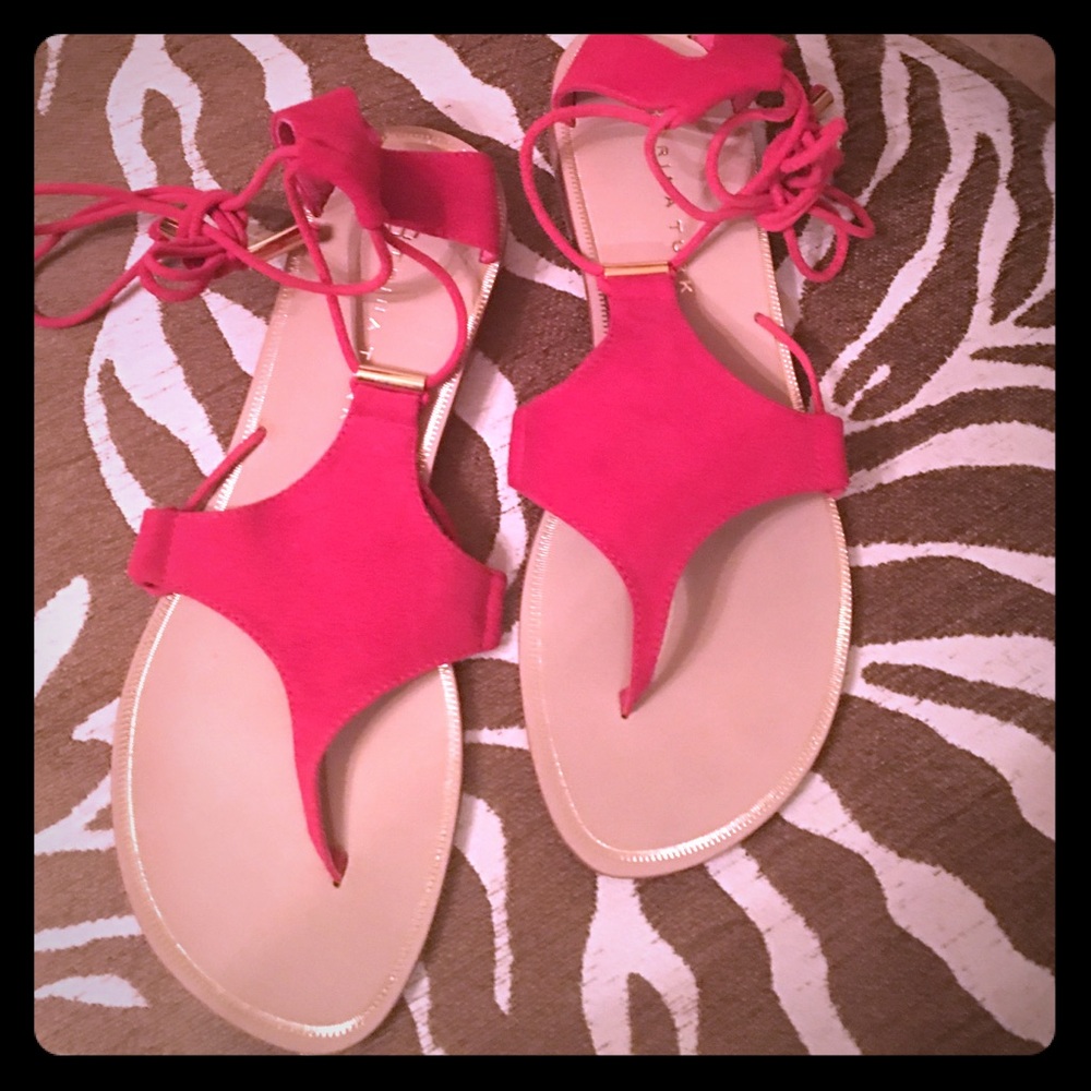 Trina Turk Baylee Red Suede Thong Sandals