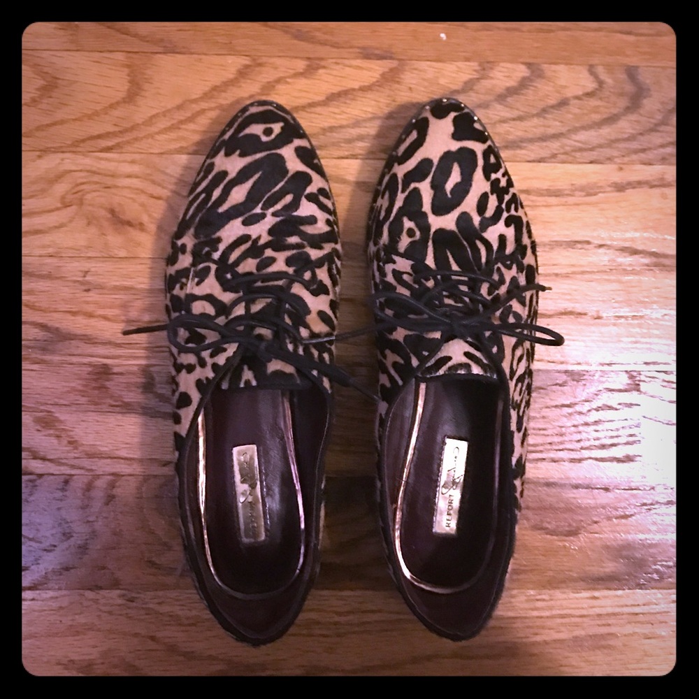 leopard calf hair flats